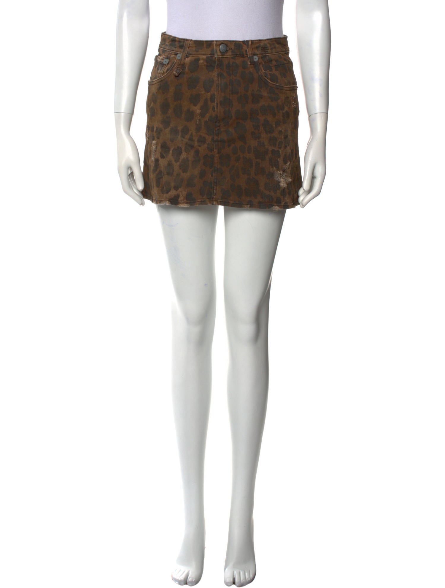 R13 Animal Print Mini Skirt