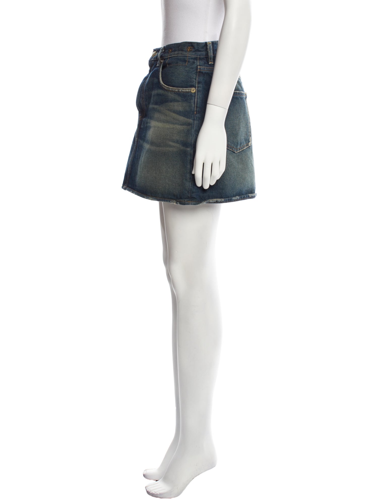 R13 Distressed Accents Mini Skirt
