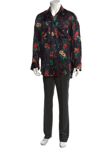 R13 Dress Shirts Silk Floral Print Shirt S