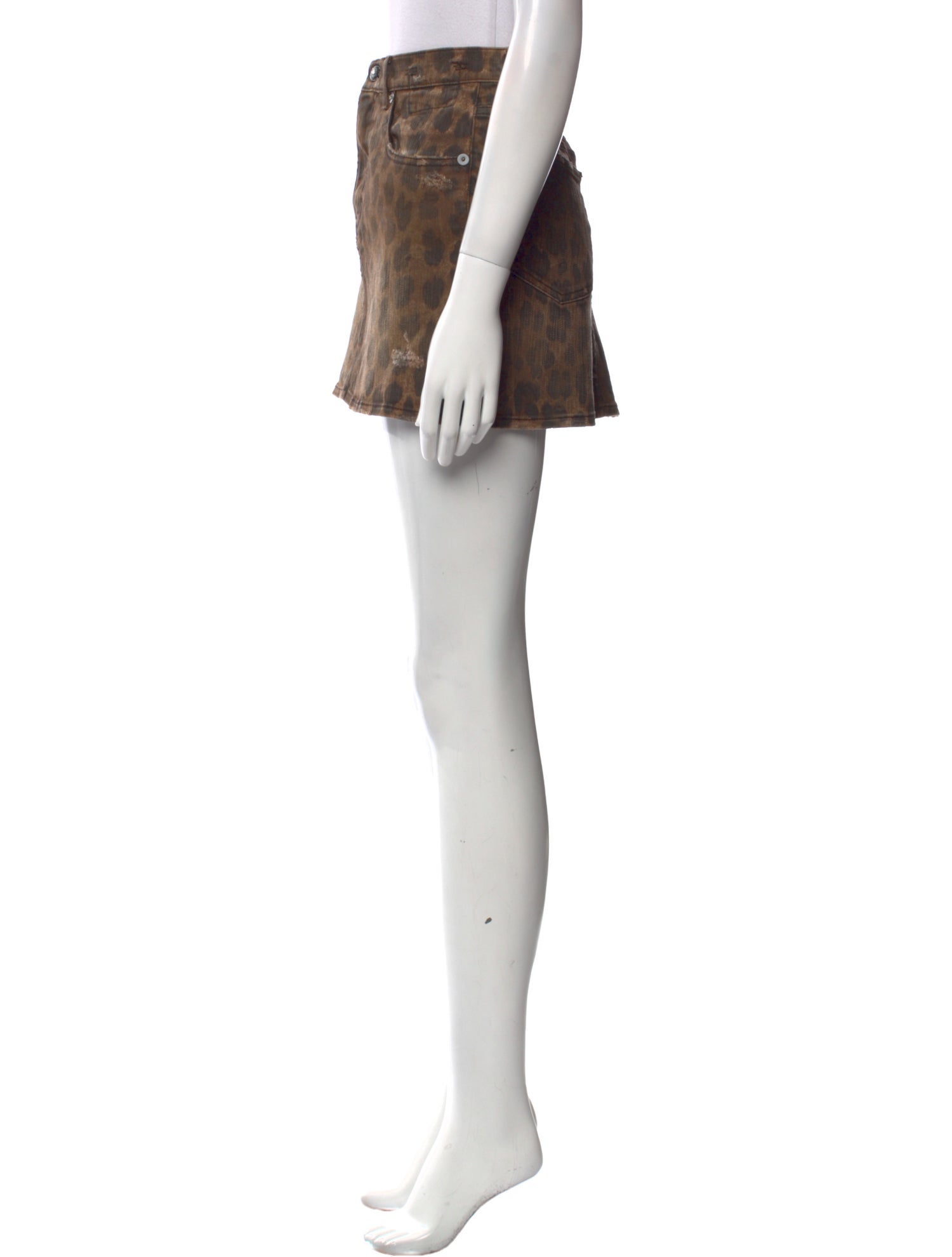 R13 Animal Print Mini Skirt