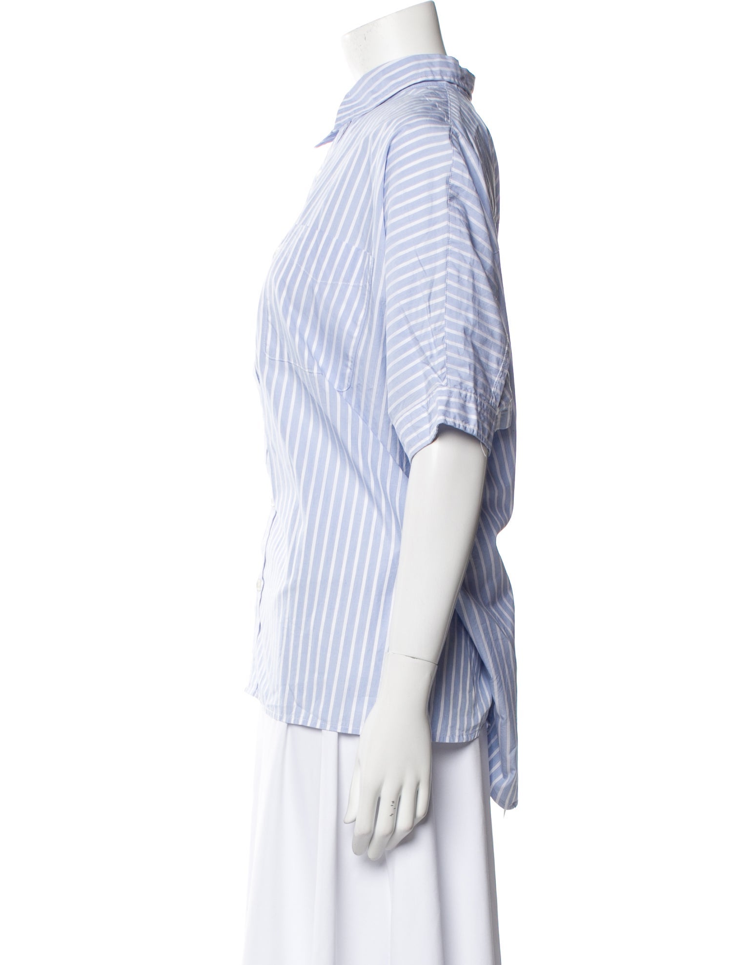 R13 Striped Short Sleeve Button-Up Top
