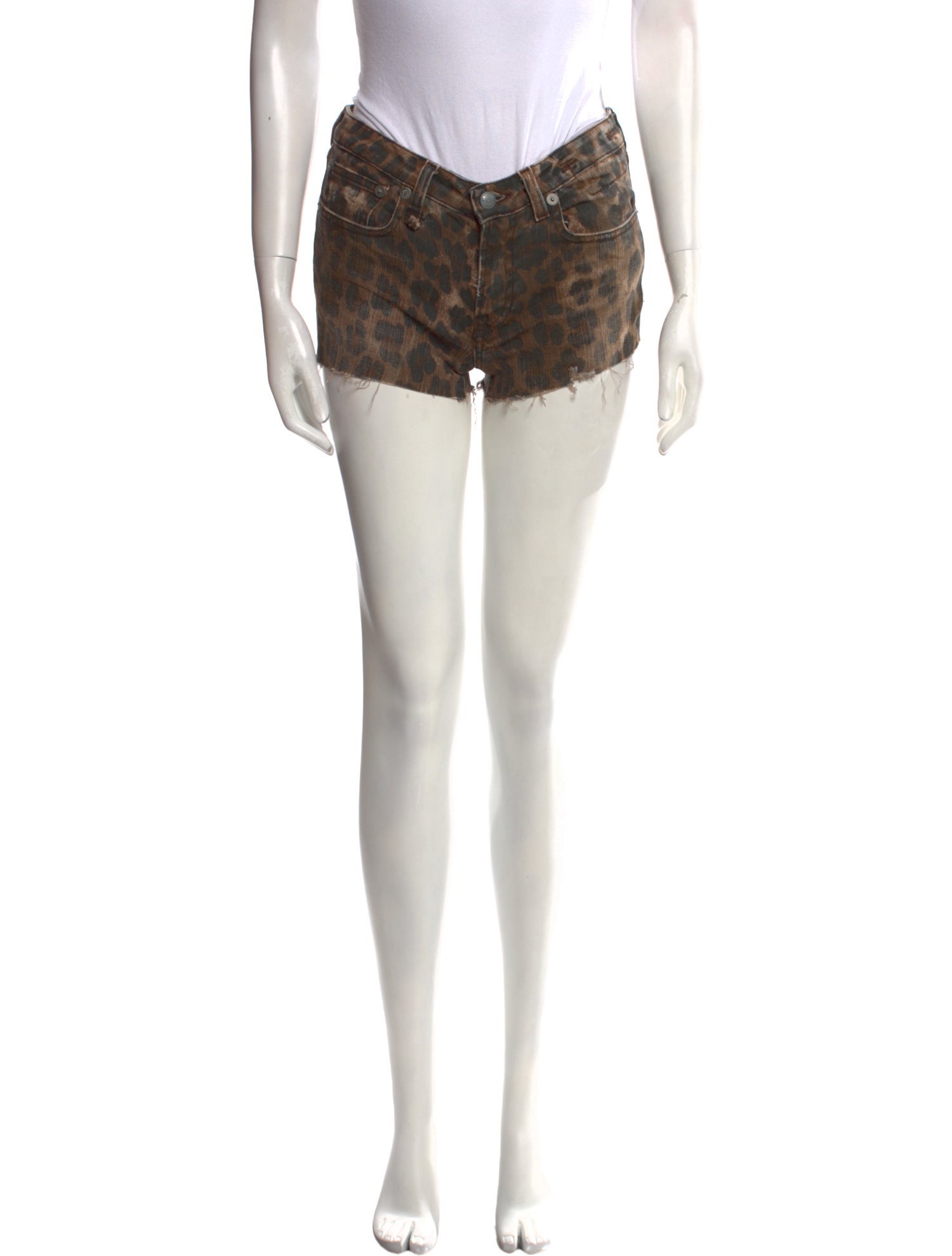 R13 Camouflage Print Mini Shorts