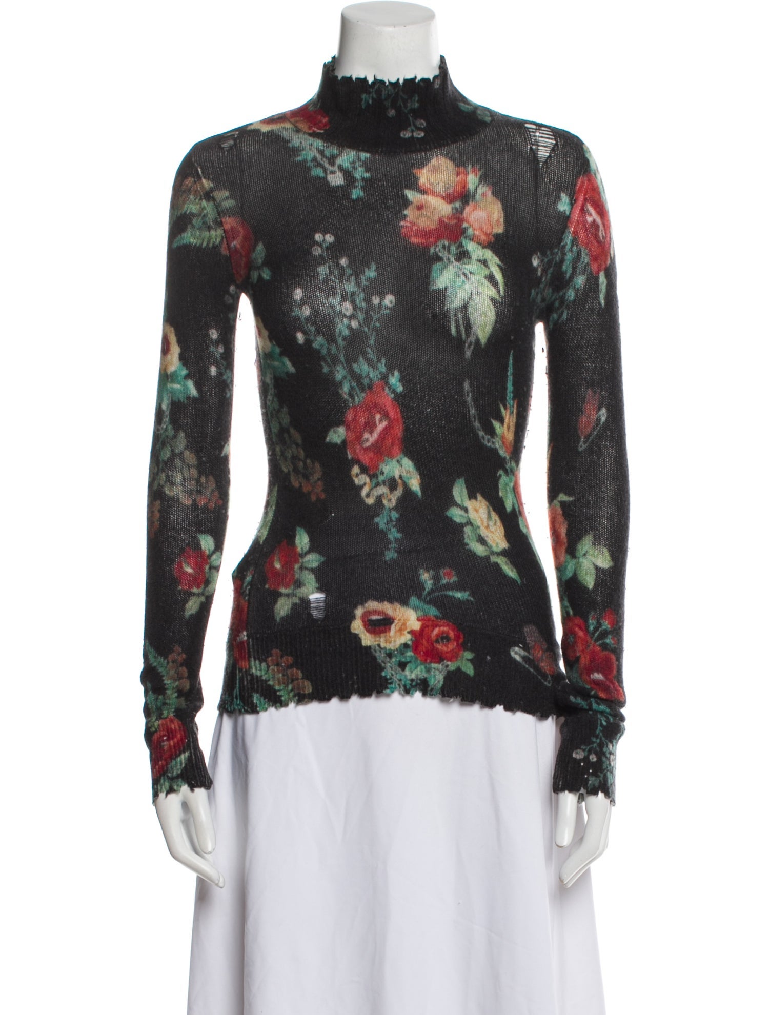 R13 Cashmere Floral Print Sweater