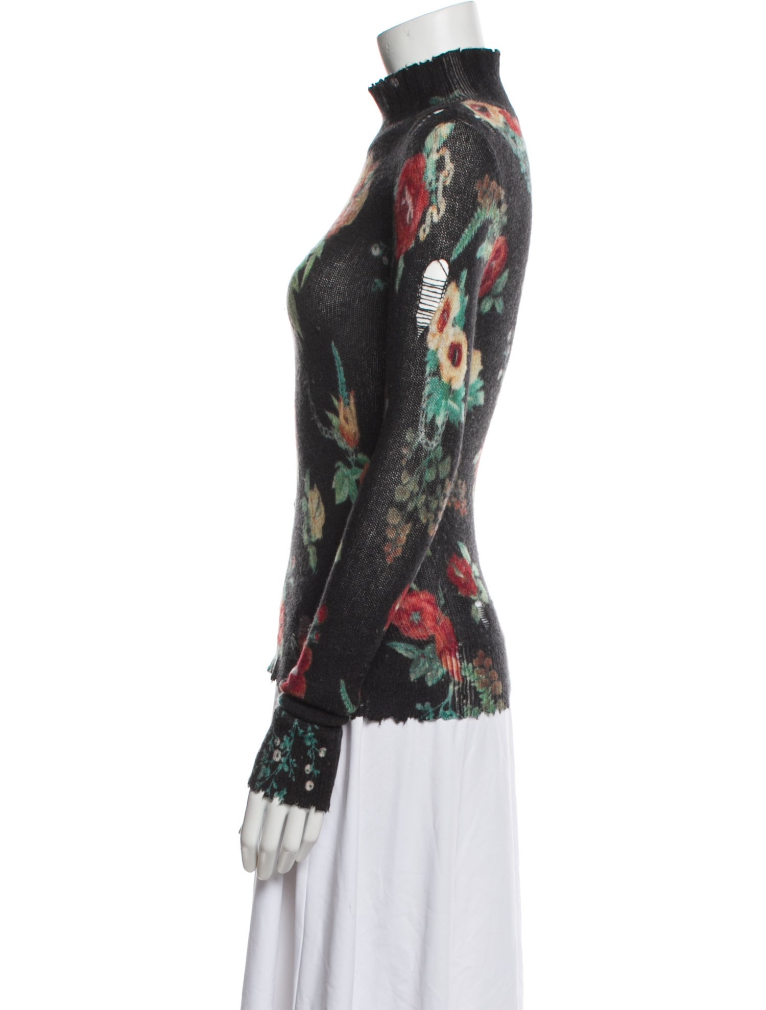 R13 Cashmere Floral Print Sweater