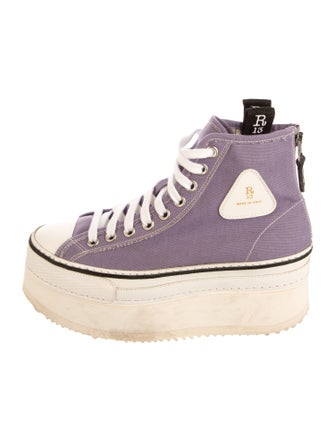 R13 Canvas Distressed Accents Wedge Sneakers