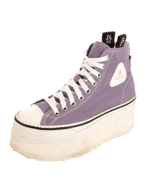 R13 Canvas Distressed Accents Wedge Sneakers