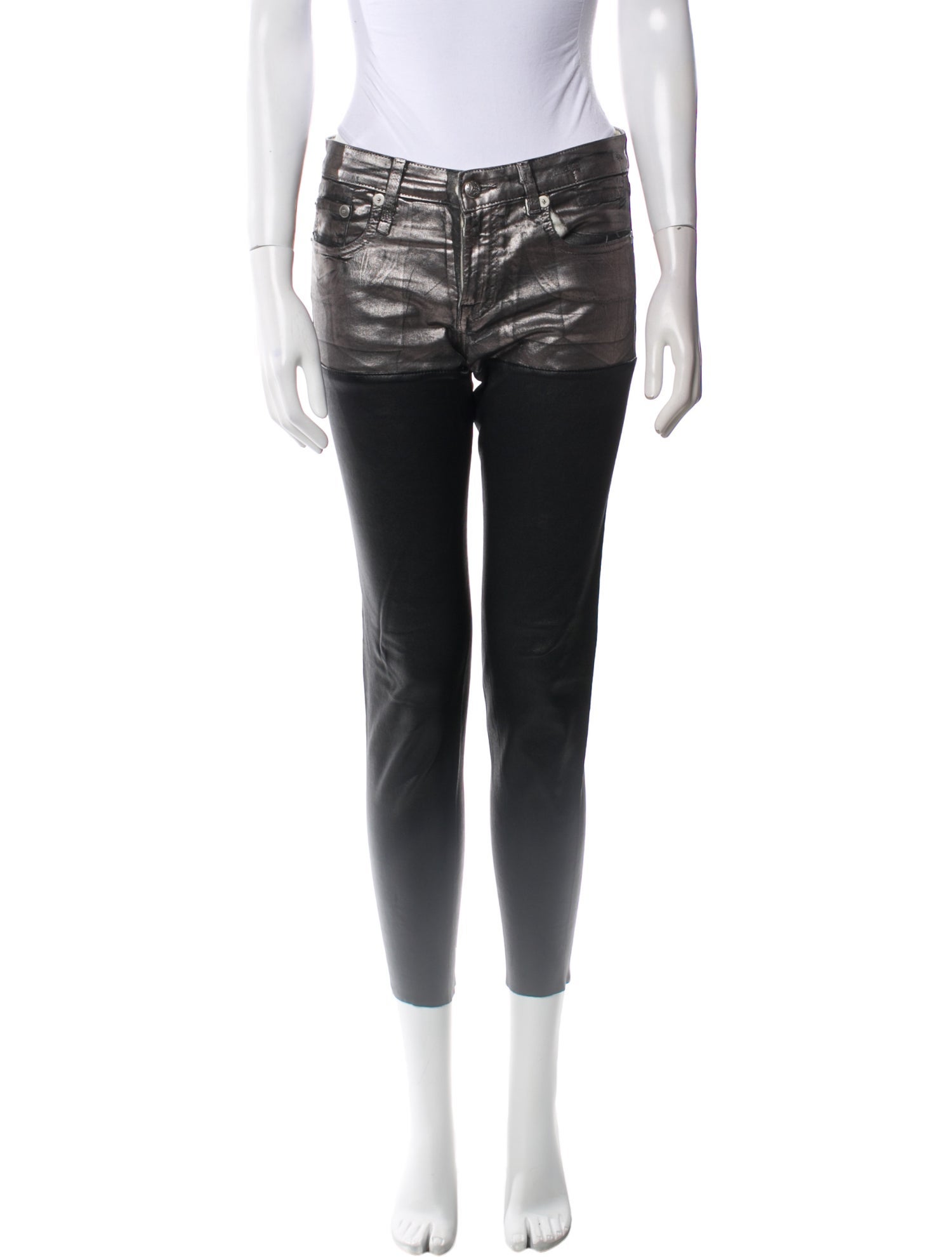 R13 Colorblock Pattern Skinny Leg Pants