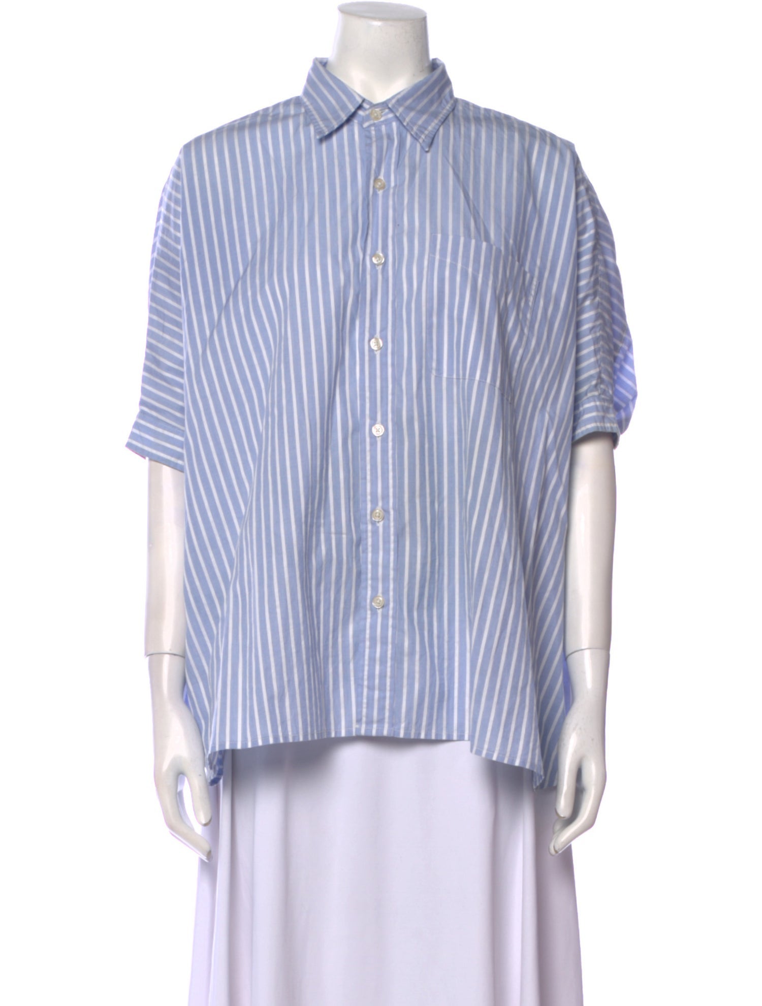 R13 Striped Short Sleeve Button-Up Top
