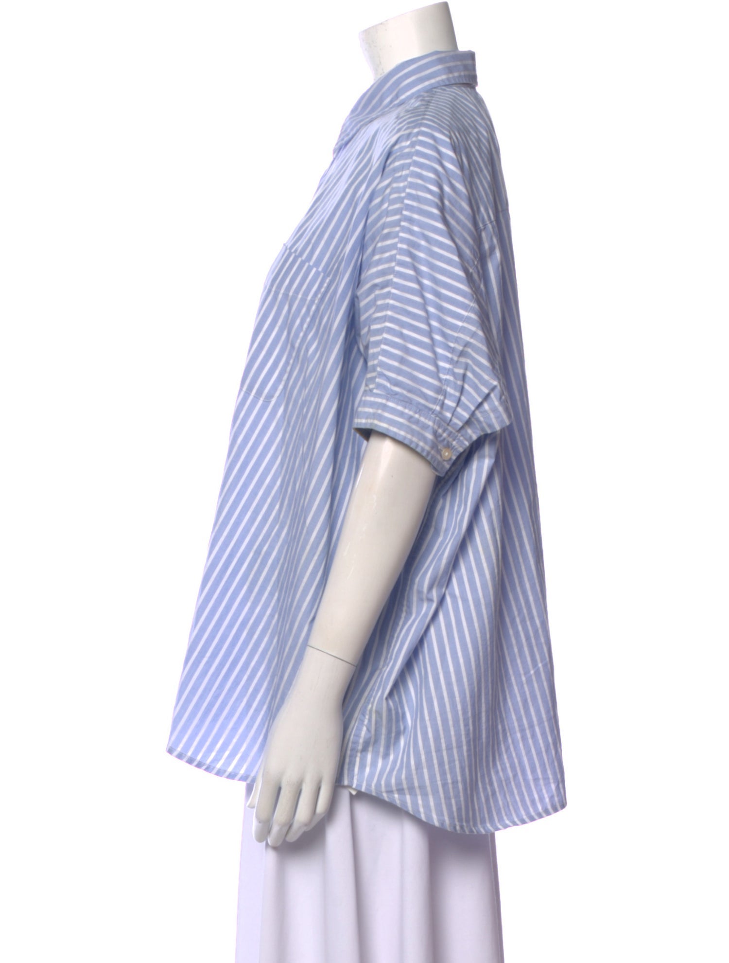 R13 Striped Short Sleeve Button-Up Top
