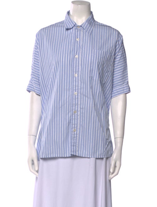 R13 Striped Short Sleeve Button-Up Top