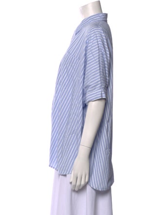 R13 Striped Short Sleeve Button-Up Top