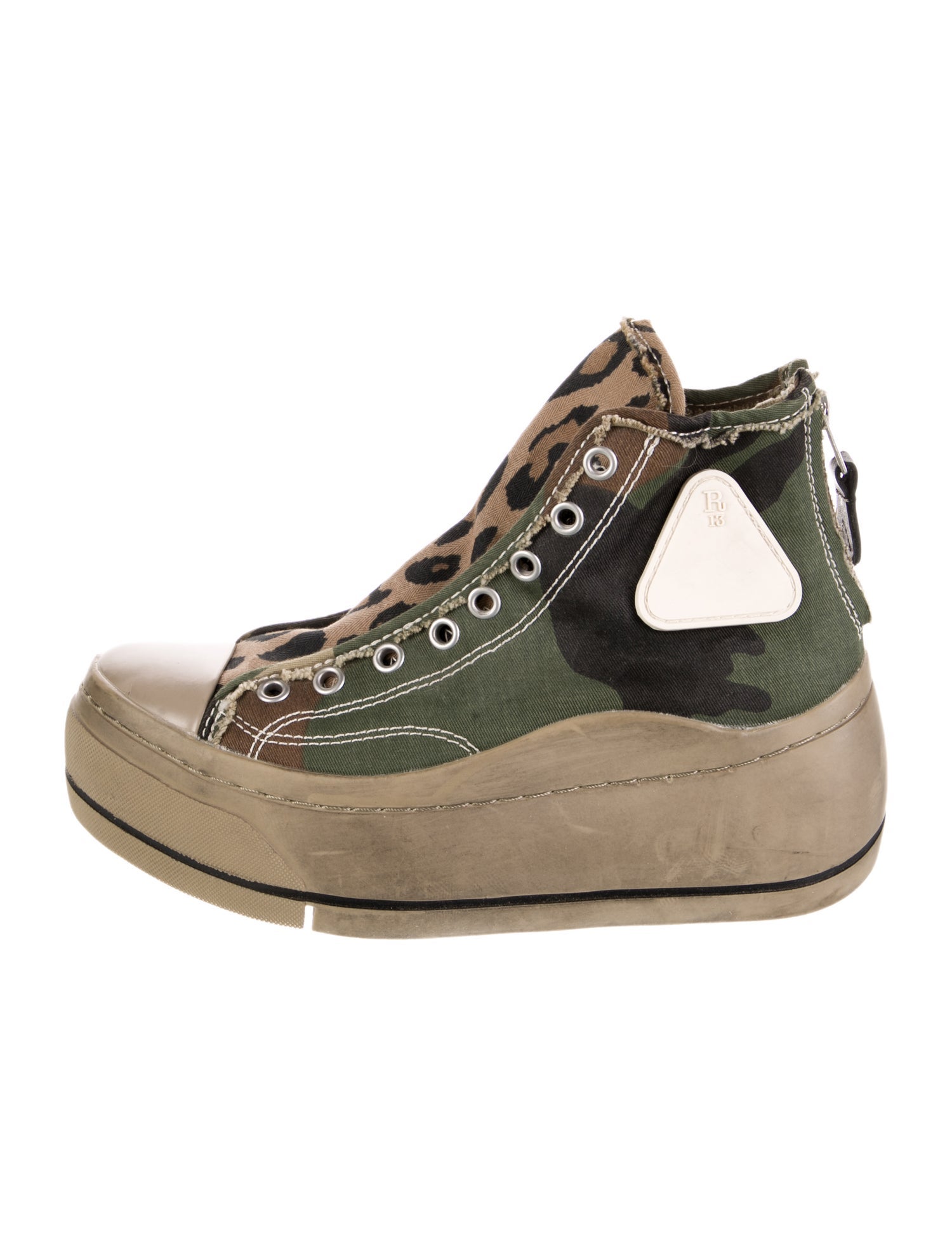 R13 Canvas Camouflage Print Chunky Sneakers