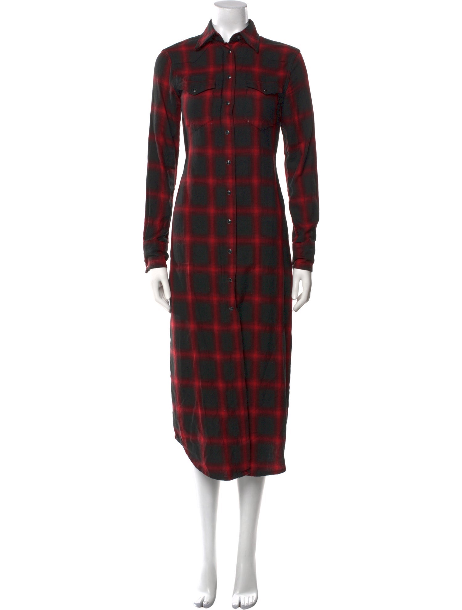 R13 Plaid Print Long Dress