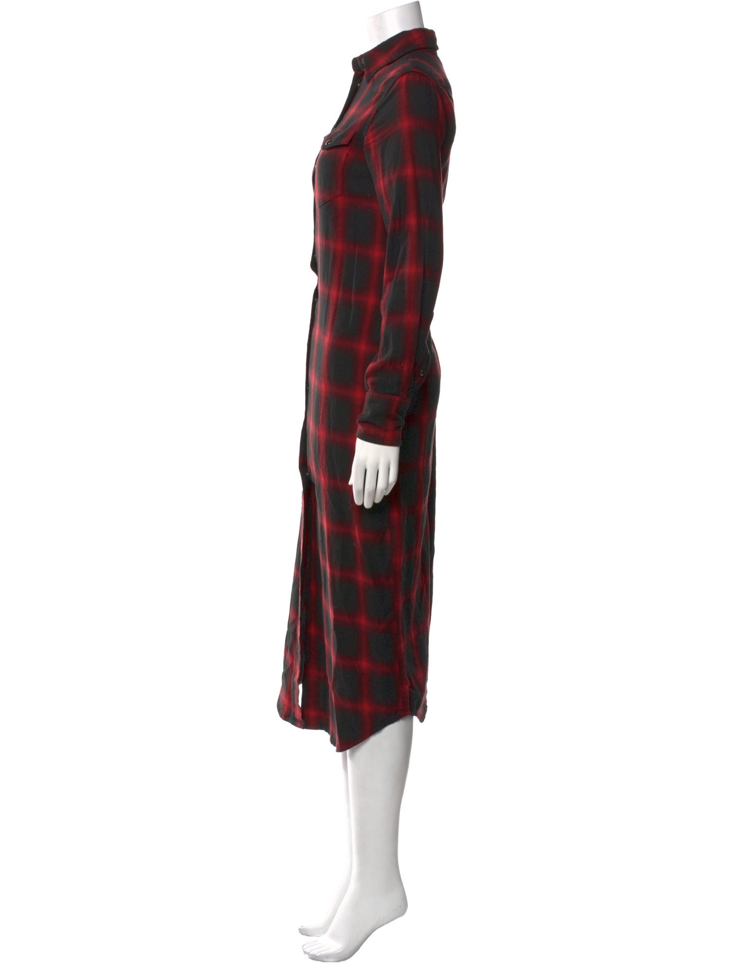 R13 Plaid Print Long Dress