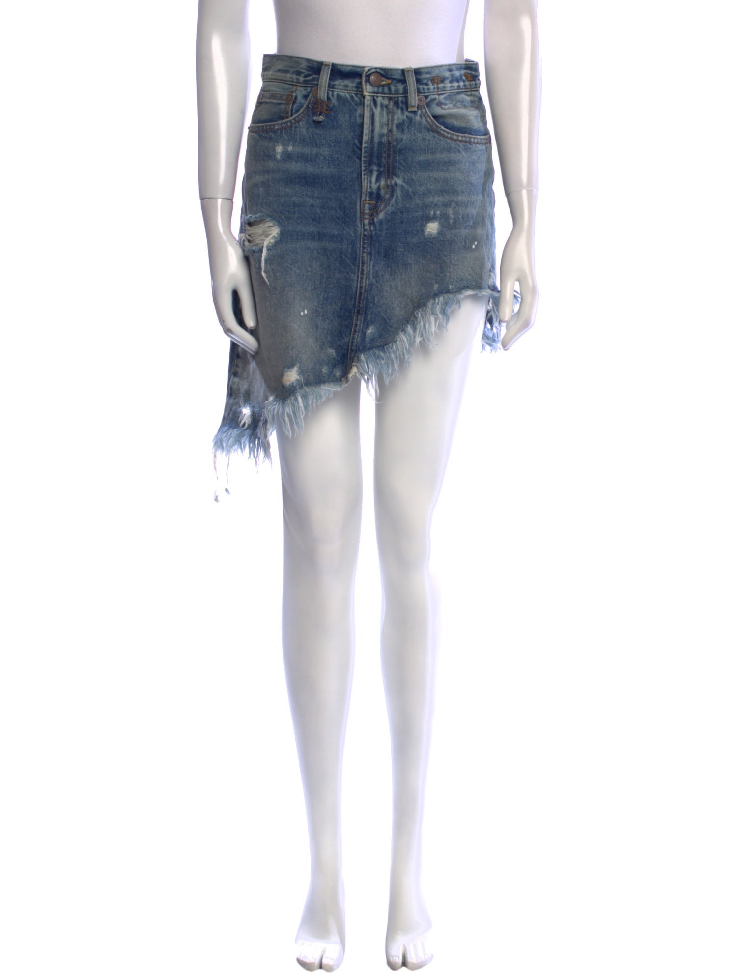 R13 Distressed Accents Knee-Length Skirt