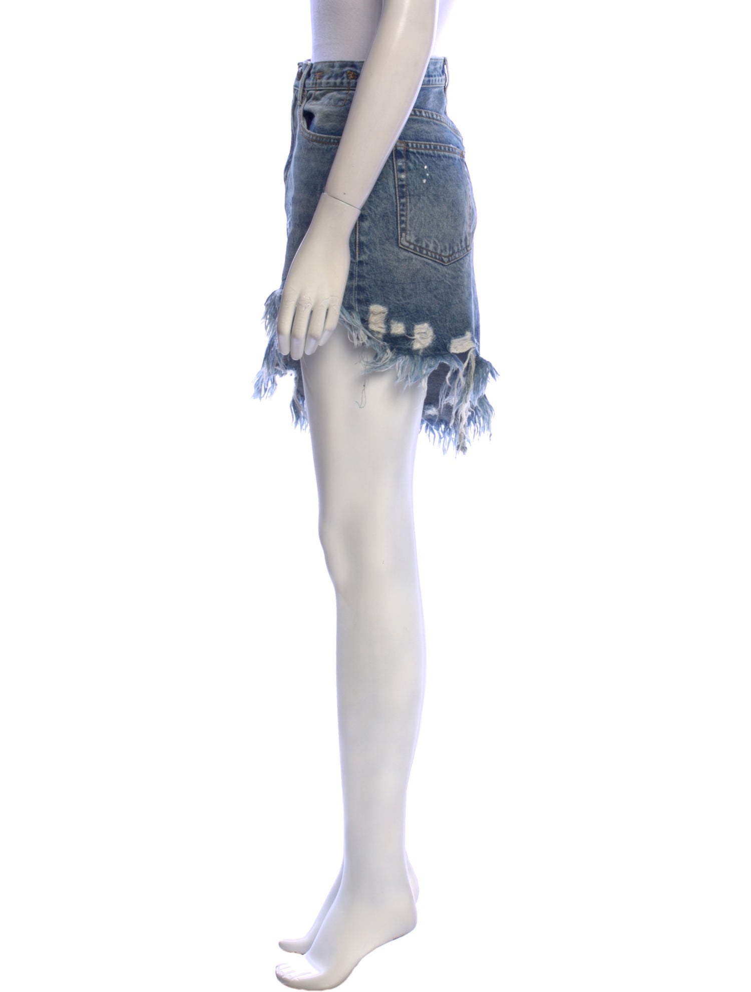 R13 Distressed Accents Knee-Length Skirt