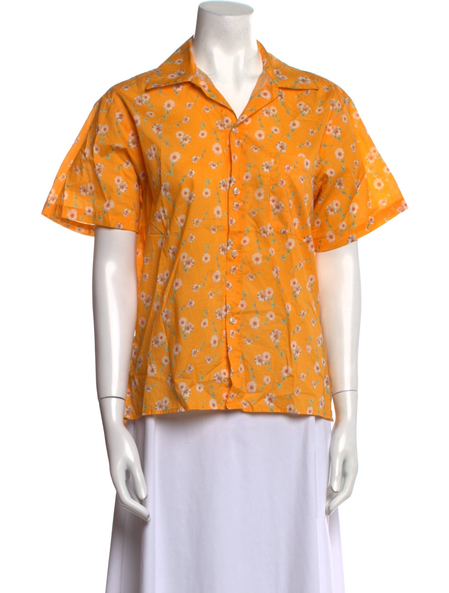 R13 Printed Short Sleeve Button-Up Top