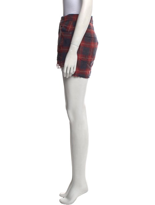 R13 Plaid Print Mini Shorts