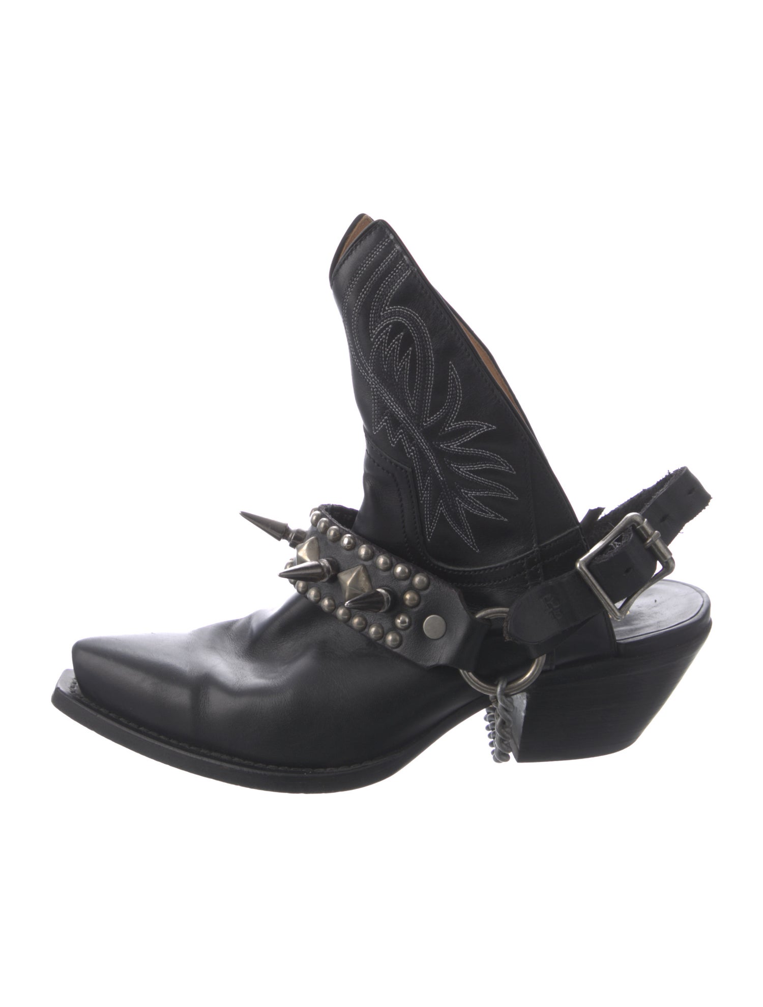 R13 Leather Studded Accents Western Boots