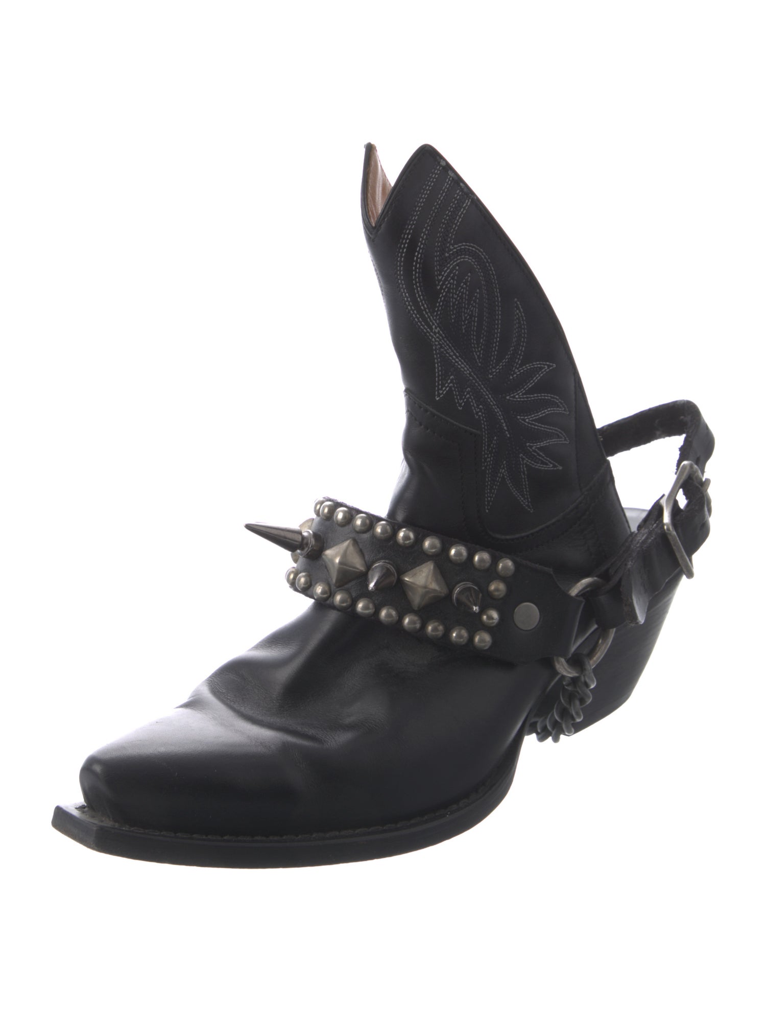 R13 Leather Studded Accents Western Boots