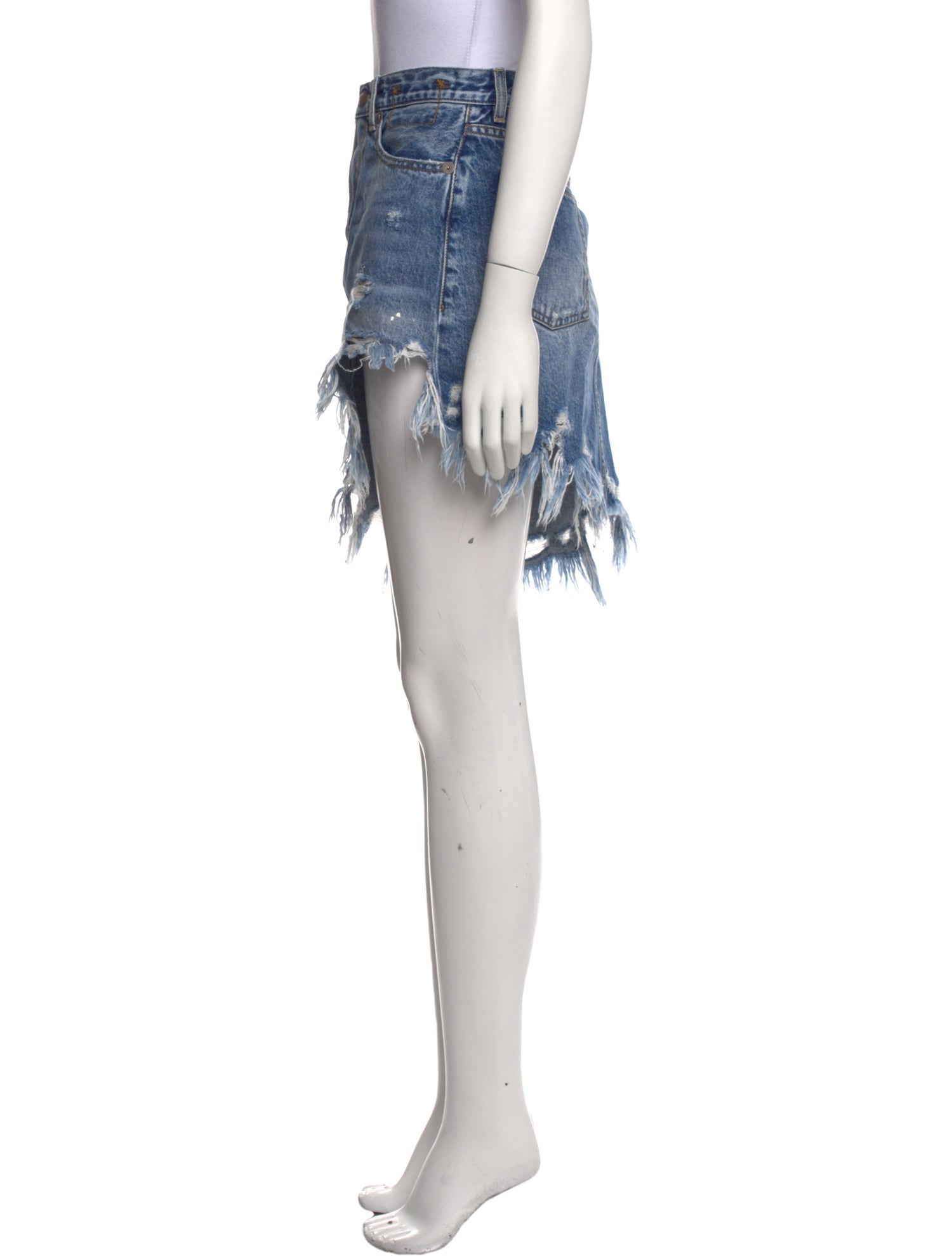 R13 Distressed Accents Knee-Length Skirt