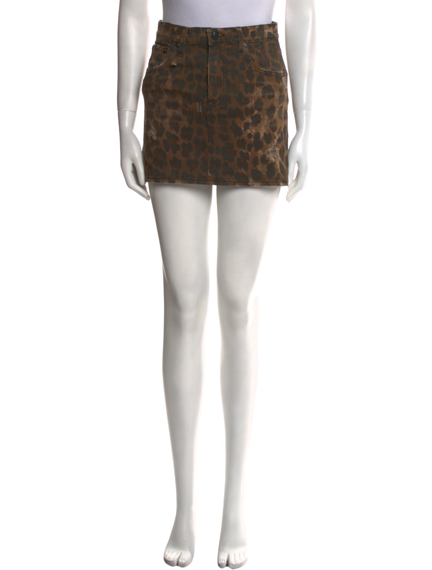 R13 Animal Print Mini Skirt