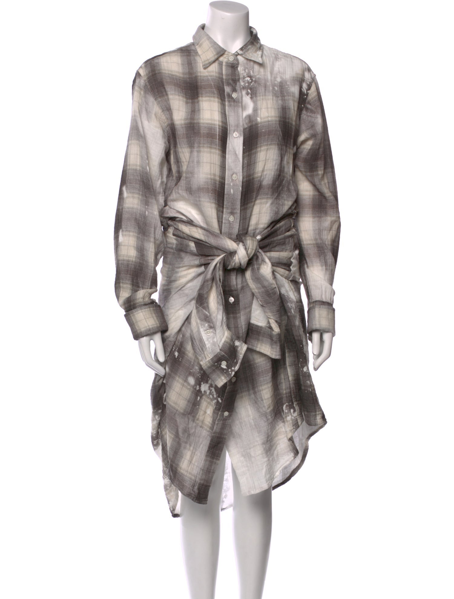 R13 Plaid Print Long Dress