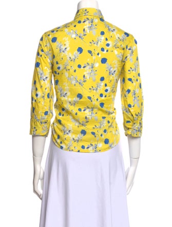 R13 Floral Print Three-Quarter Sleeve Button-Up Top