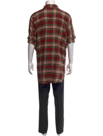 R13 Plaid Print Collar Polo Sweater