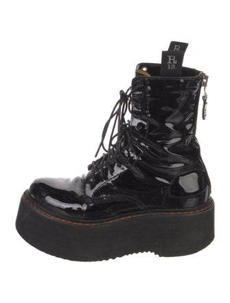 R13 Patent Leather Combat Boots