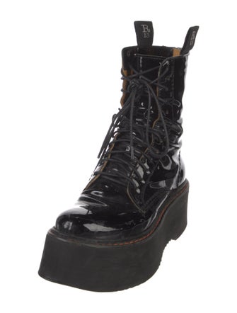 R13 Patent Leather Combat Boots