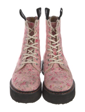 R13 Canvas Floral Print Combat Boots