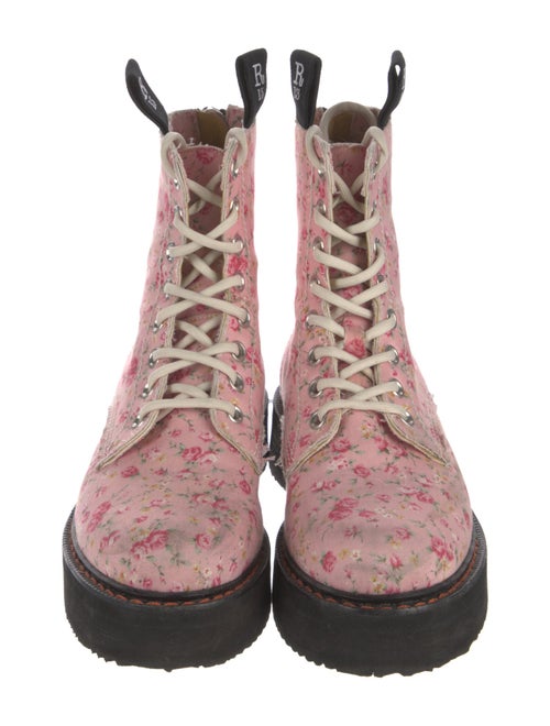 R13 Canvas Floral Print Combat Boots