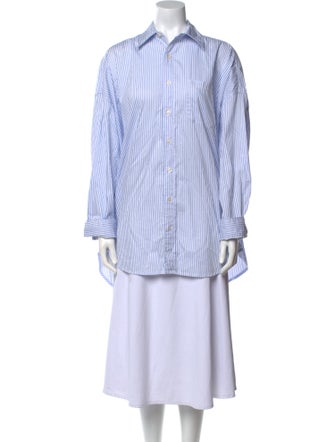 R13 Striped Long Sleeve Button-Up Top