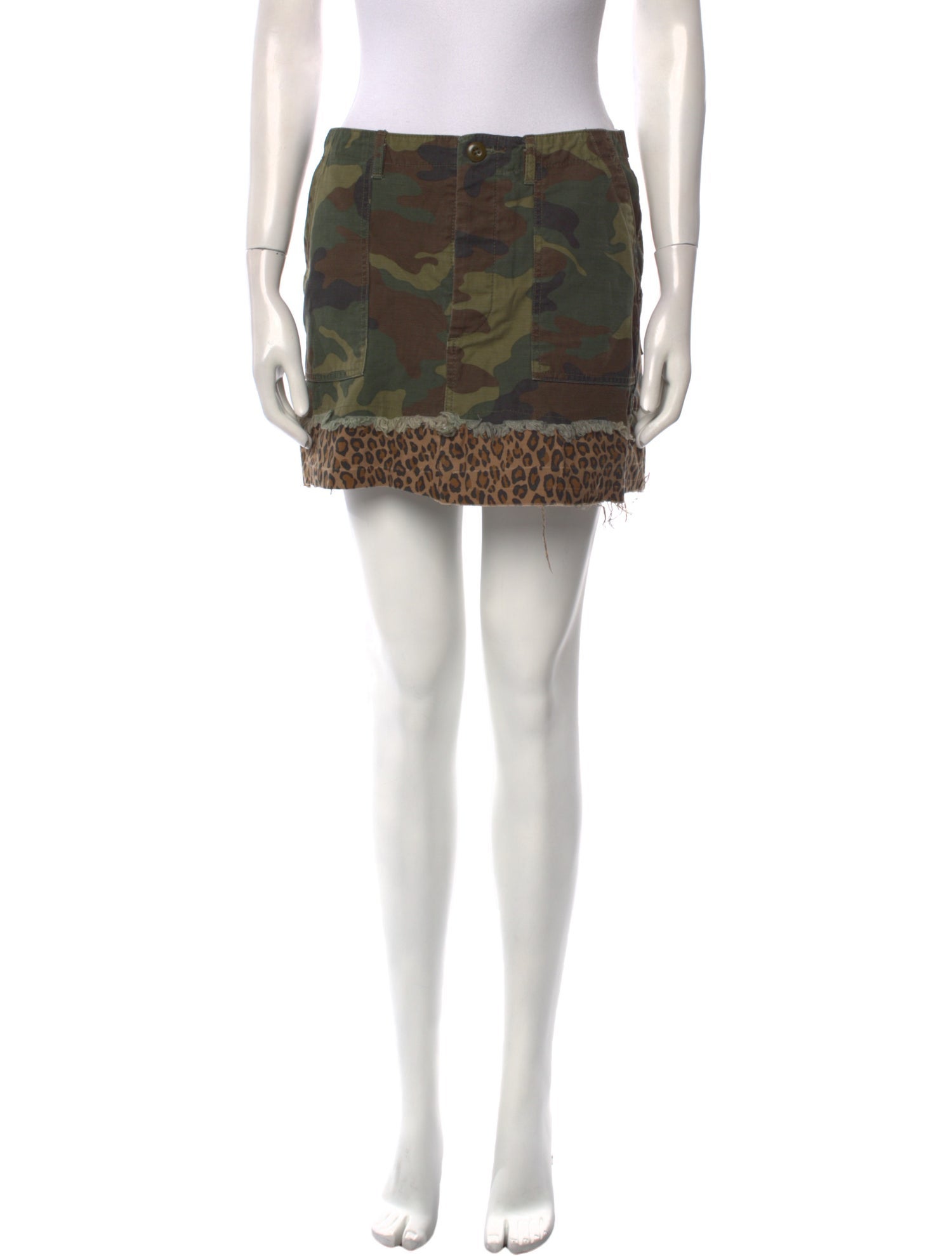 R13 Animal Print Mini Skirt