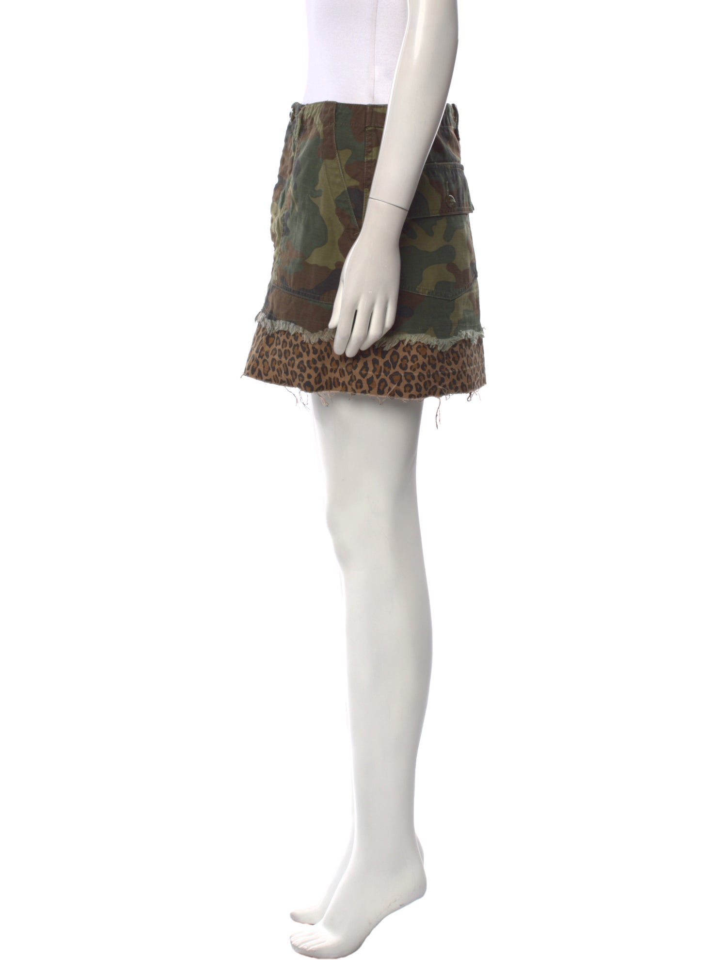 R13 Animal Print Mini Skirt