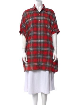 R13 Plaid Print Short Sleeve Tunic