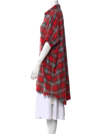 R13 Plaid Print Short Sleeve Tunic