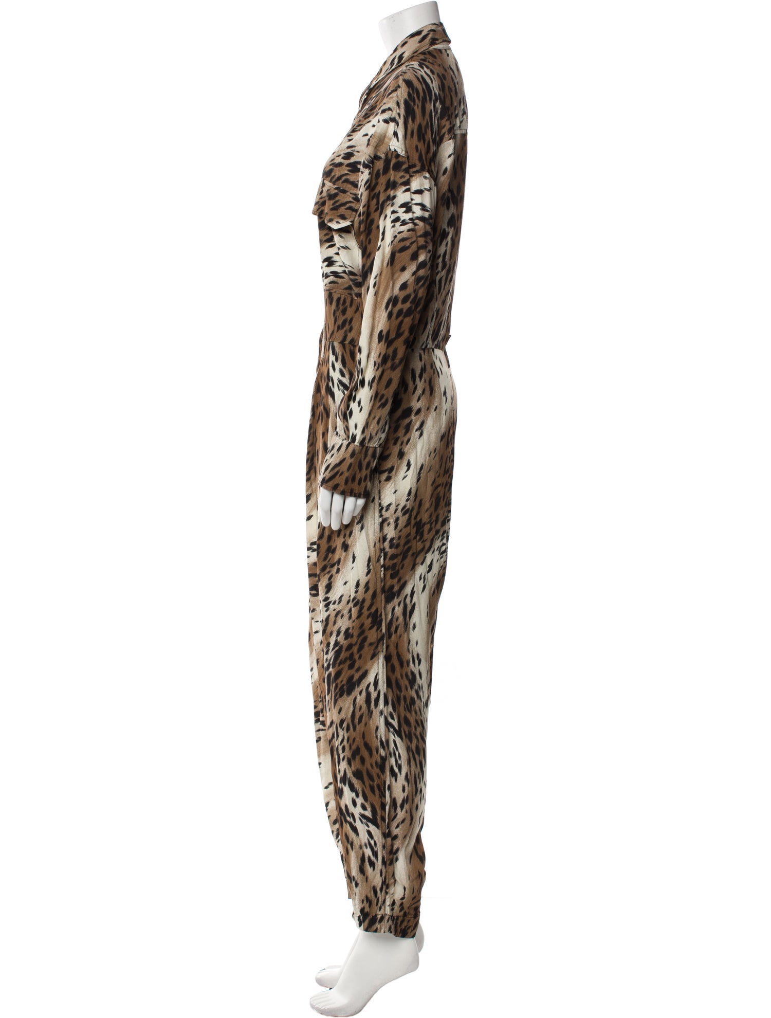 R13 Animal Print V-Neck Jumpsuit