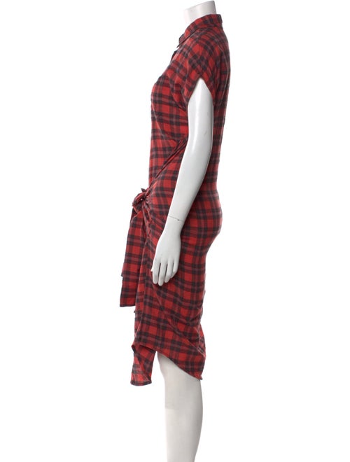 R13 Plaid Print Midi Length Dress