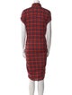 R13 Plaid Print Midi Length Dress