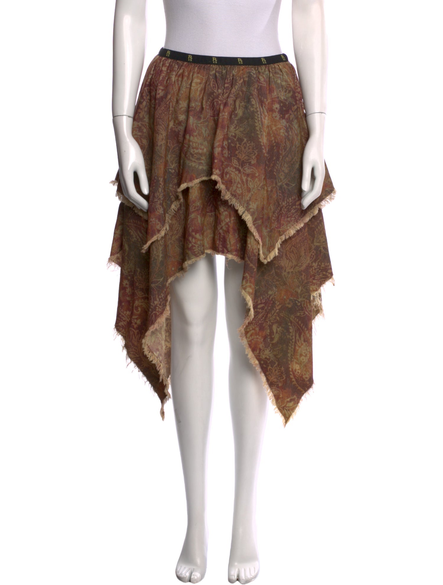 R13 Printed Midi Length Skirt