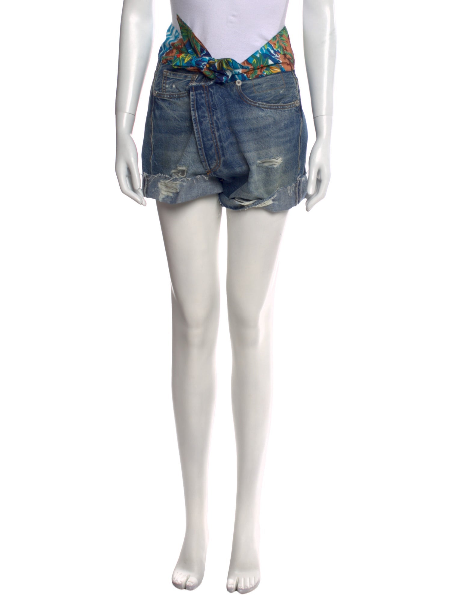 R13 Graphic Print Mini Shorts