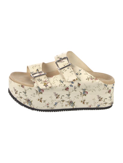 R13 Leather Floral Print Slides