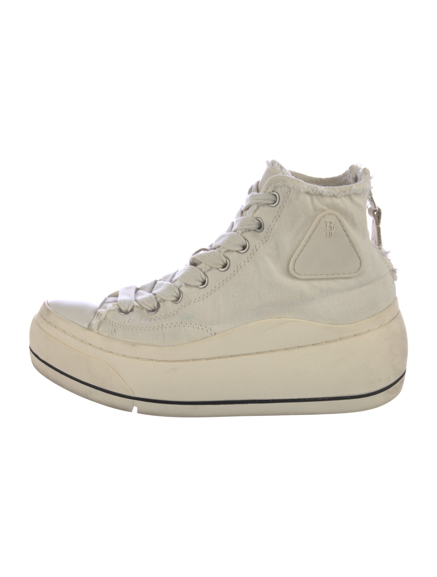 R13 Canvas Distressed Accents Wedge Sneakers