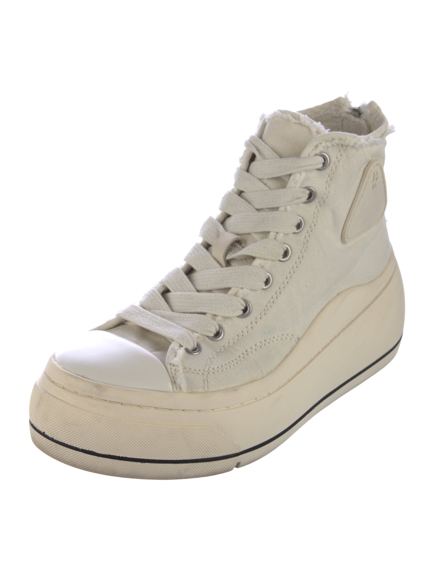 R13 Canvas Distressed Accents Wedge Sneakers