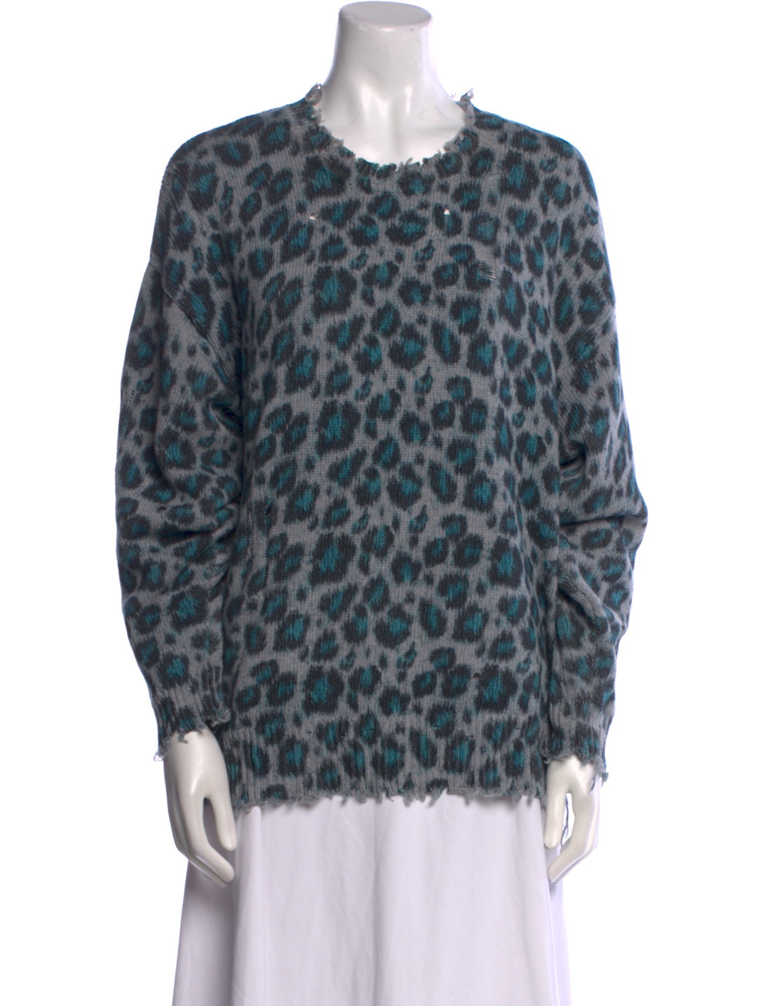R13 Animal Print Crew Neck Sweater