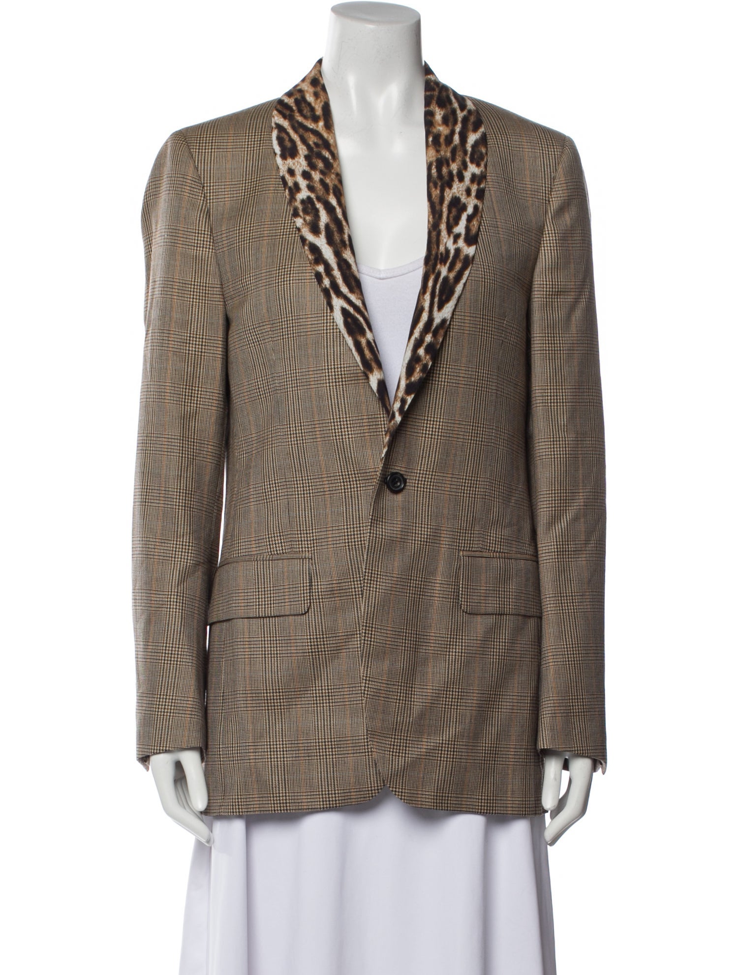 R13 Wool Plaid Print Blazer