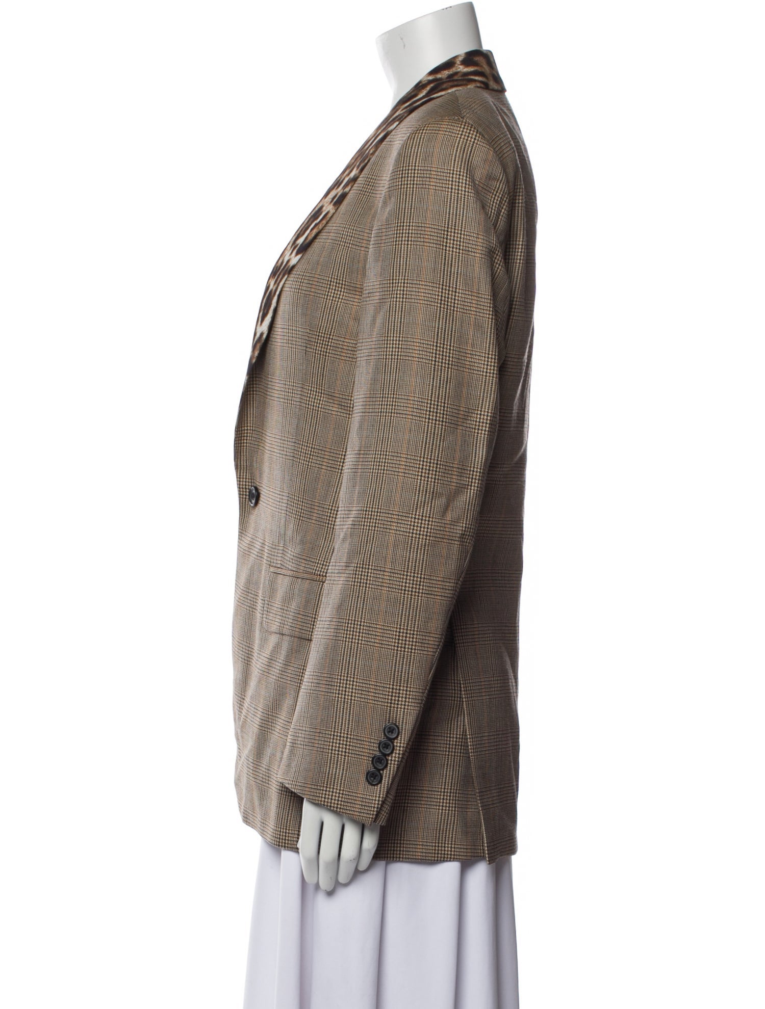 R13 Wool Plaid Print Blazer