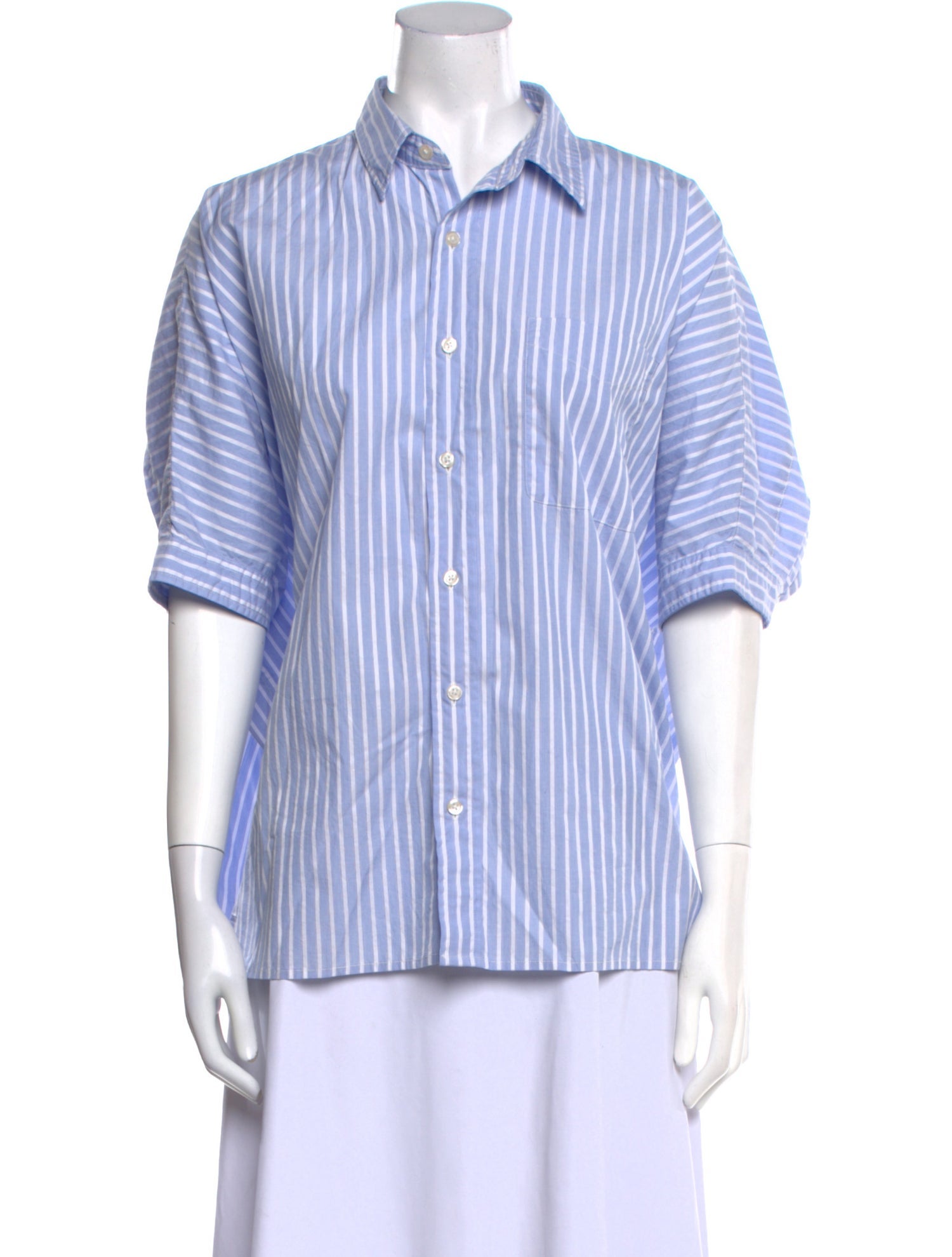 R13 Striped Short Sleeve Button-Up Top